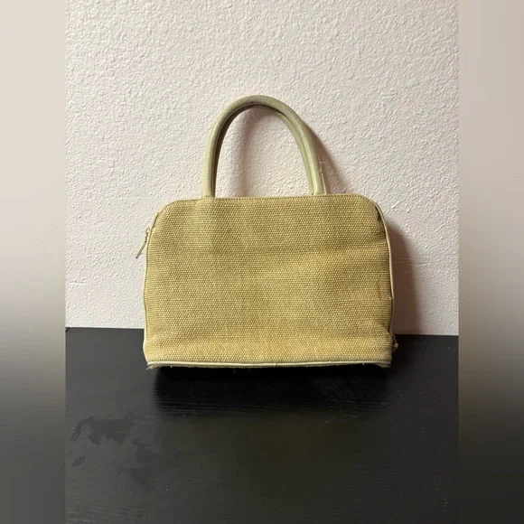 Vintage Etienne Aigner Straw Leather Top Handle Handbag Beige - Picture 2 of 13